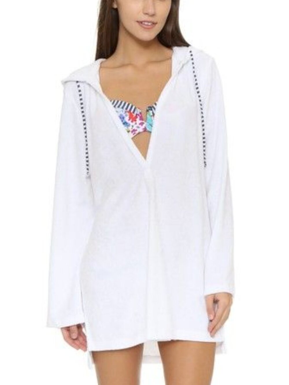 Splendid white terry hooded swim cover up tunic / mini dress - Sz small